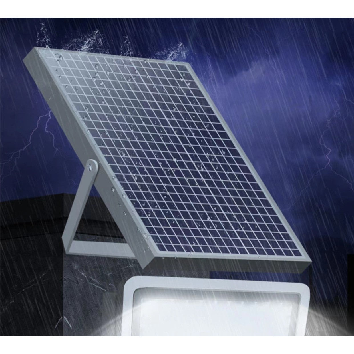 Proiector LED cu Panou Solar Kaveny, Senzor de lumina, Waterproof, 96 LED-uri incorporate, 30W, 17x13 cm, IP67, Design Modern, Negru