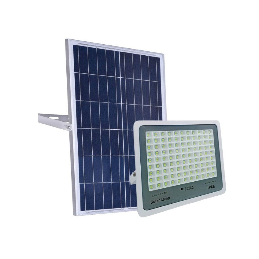Proiector LED cu Panou Solar Kaveny, Senzor lumina, Waterproof, 396 LED-uri incorporate, 200W, 30x24 cm, IP67, Design Modern, Negru