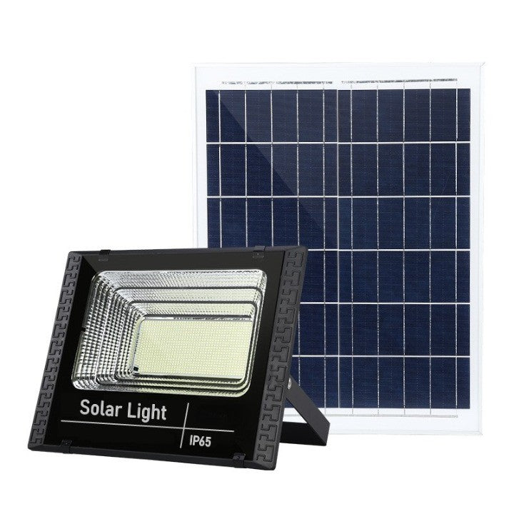 Proiector LED SMD 300W cu incarcare solara Kaveny, panou solar, cu telecomanda, suport prindere, material ABS, 14AH, 1032 LED-uri, 5 m cablu inclus, 1019Lm, 36x32 cm, negru
