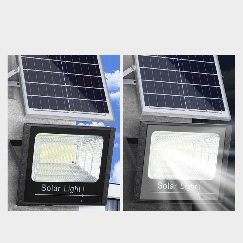 Proiector LED SMD 500W cu incarcare solara Kaveny, panou solar, cu telecomanda, suport prindere, material ABS, 18AH, 400 LED-uri, temperatura culoare 6500k, 32x26x9 cm, negru