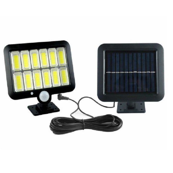 Lampa Solara LED 120 COB, Kaveny, 12 Grile, Senzor de Lumina si Miscare, Lungime Cablu 5 m, Lumina Alba