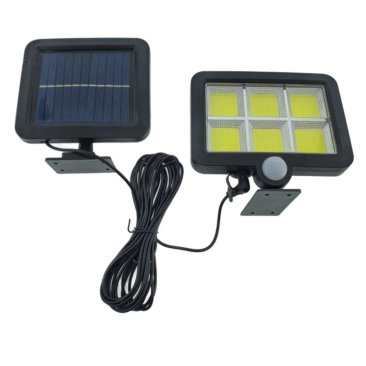 Lampa Solara LED 120 COB, Kaveny, 6 Grile, Senzor de Lumina si Miscare, Lungime Cablu 4.8 m, Lumina Alba