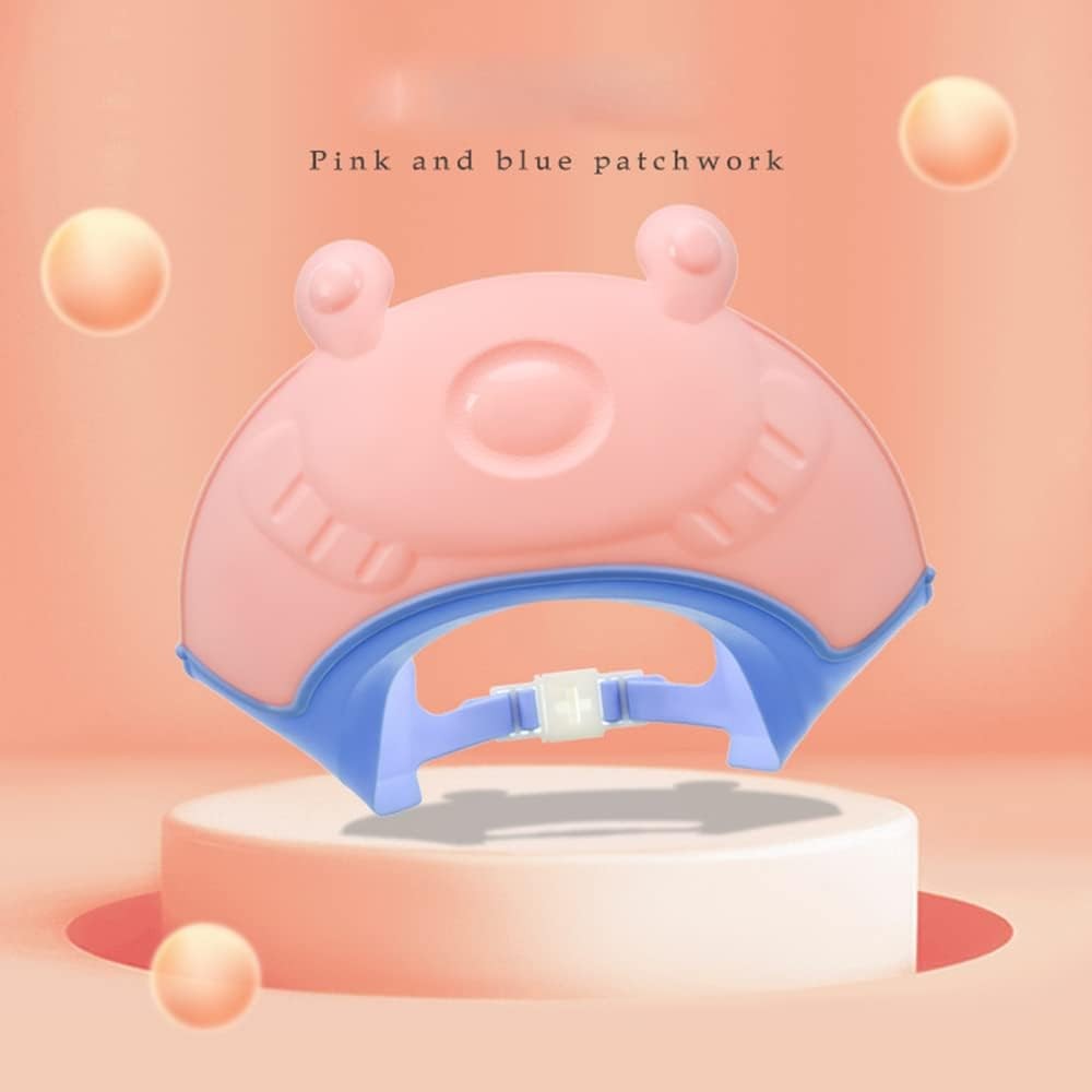 Viziera de Protectie Baie Pentru Copii, Fippy, Model Broasca, Dimensiune ajustabila, Durabil, Usor de curatat, Impotriva Samponului, pentru Ochi si Urechi, TPE+PP, 24x23 cm, Roz