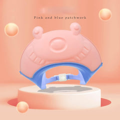 Viziera de Protectie Baie Pentru Copii, Fippy, Model Broasca, Dimensiune ajustabila, Durabil, Usor de curatat, Impotriva Samponului, pentru Ochi si Urechi, TPE+PP, 24x23 cm, Roz