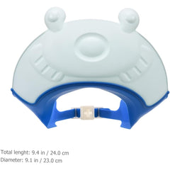 Viziera de Protectie Baie Pentru Copii, Fippy, Model Broasca, Dimensiune ajustabila, Durabil, Usor de curatat, Impotriva Samponului, pentru Ochi si Urechi, TPE+PP, 24x23 cm, Albastru