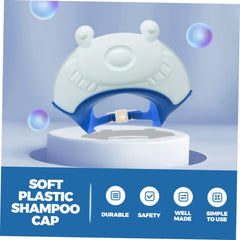 Viziera de Protectie Baie Pentru Copii, Fippy, Model Broasca, Dimensiune ajustabila, Durabil, Usor de curatat, Impotriva Samponului, pentru Ochi si Urechi, TPE+PP, 24x23 cm, Albastru