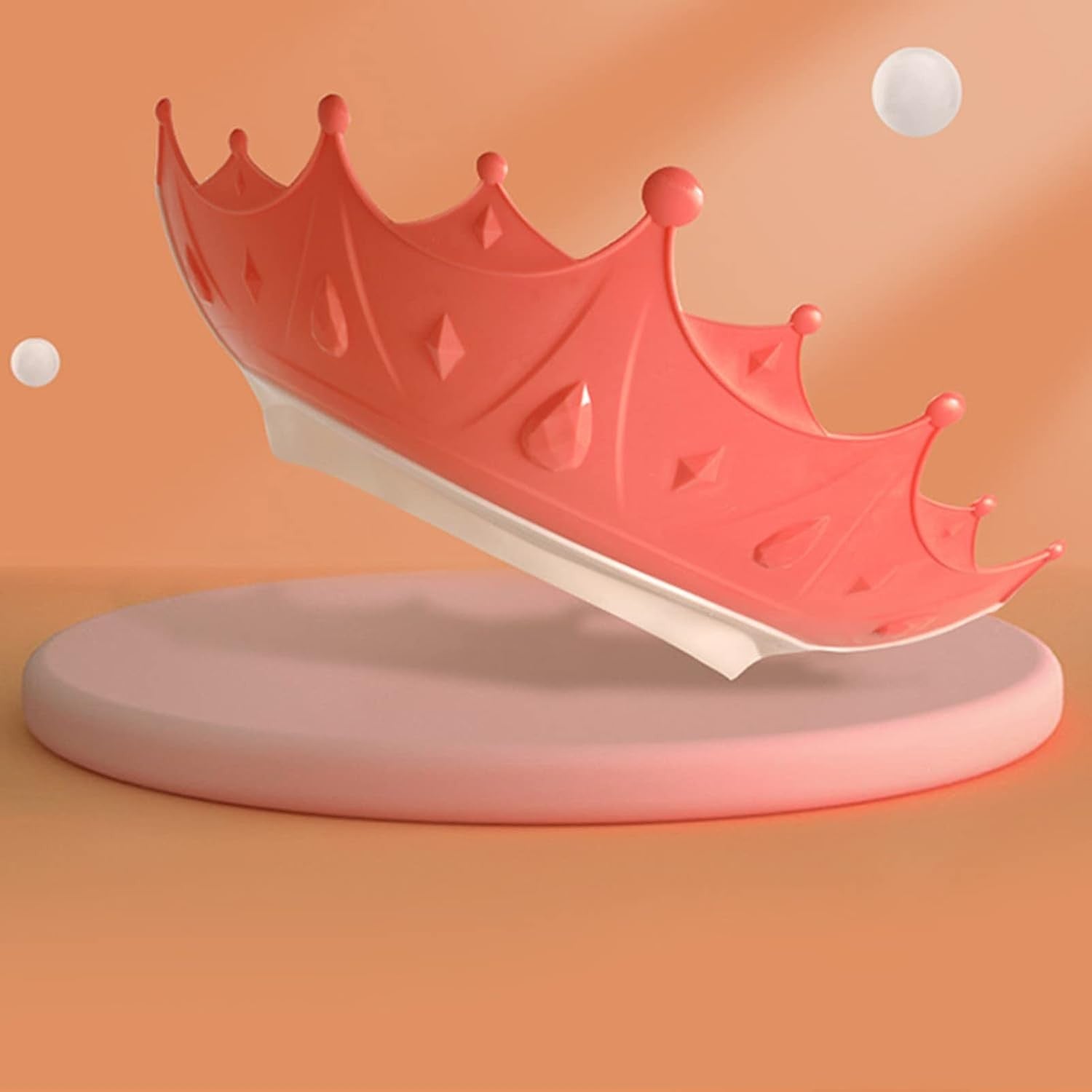 Viziera de Protectie Baie Pentru Copii, Fippy, Model Coroana, Dimensiune ajustabila, Durabil, Usor de curatat, Impotriva Samponului, pentru Ochi si Urechi, TPE+PP, 15x13 cm, Rosu