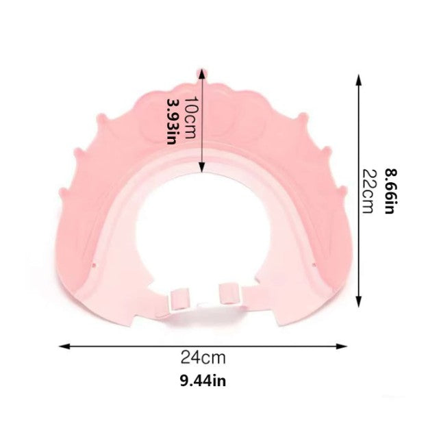 Viziera de Protectie Baie Pentru Copii, Fippy, Model Coronita, Dimensiune ajustabila, Durabil, Usor de curatat, Impotriva Samponului, pentru Ochi si Urechi, TPE+PP, 24x22 cm, Roz
