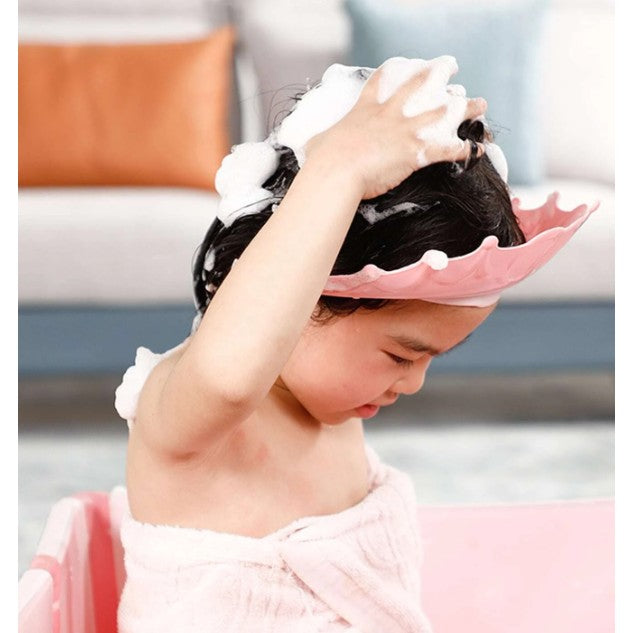 Viziera de Protectie Baie Pentru Copii, Fippy, Model Coronita, Dimensiune ajustabila, Durabil, Usor de curatat, Impotriva Samponului, pentru Ochi si Urechi, TPE+PP, 24x22 cm, Roz