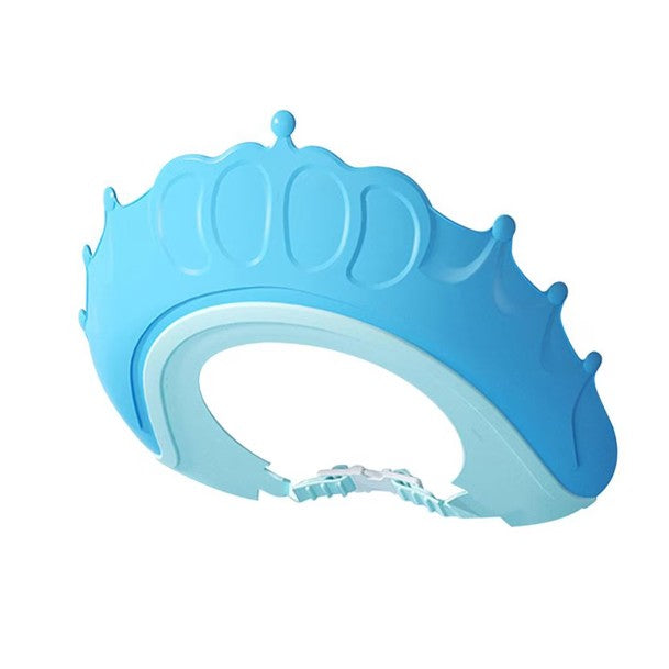 Viziera de Protectie Baie Pentru Copii, Fippy, Model Coronita, Dimensiune ajustabila, Durabil, Usor de curatat, Impotriva Samponului, pentru Ochi si Urechi, TPE+PP, 24x22 cm, Albastru