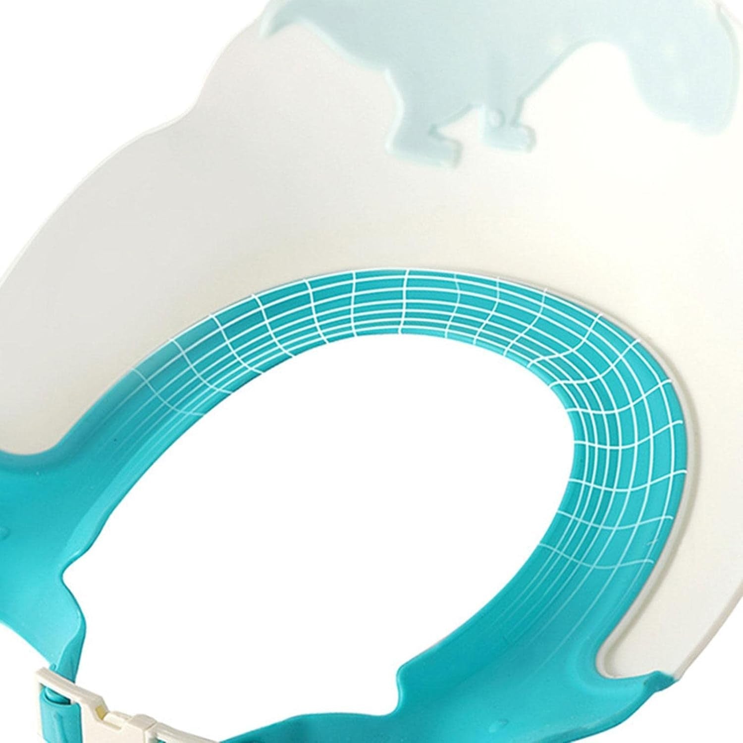 Viziera de Protectie Baie Pentru Copii, Fippy, Model Dinozaur, Dimensiune ajustabila, Durabil, Usor de curatat, Impotriva Samponului, pentru Ochi si Urechi, TPE+PP, 22x21 cm, Albastru