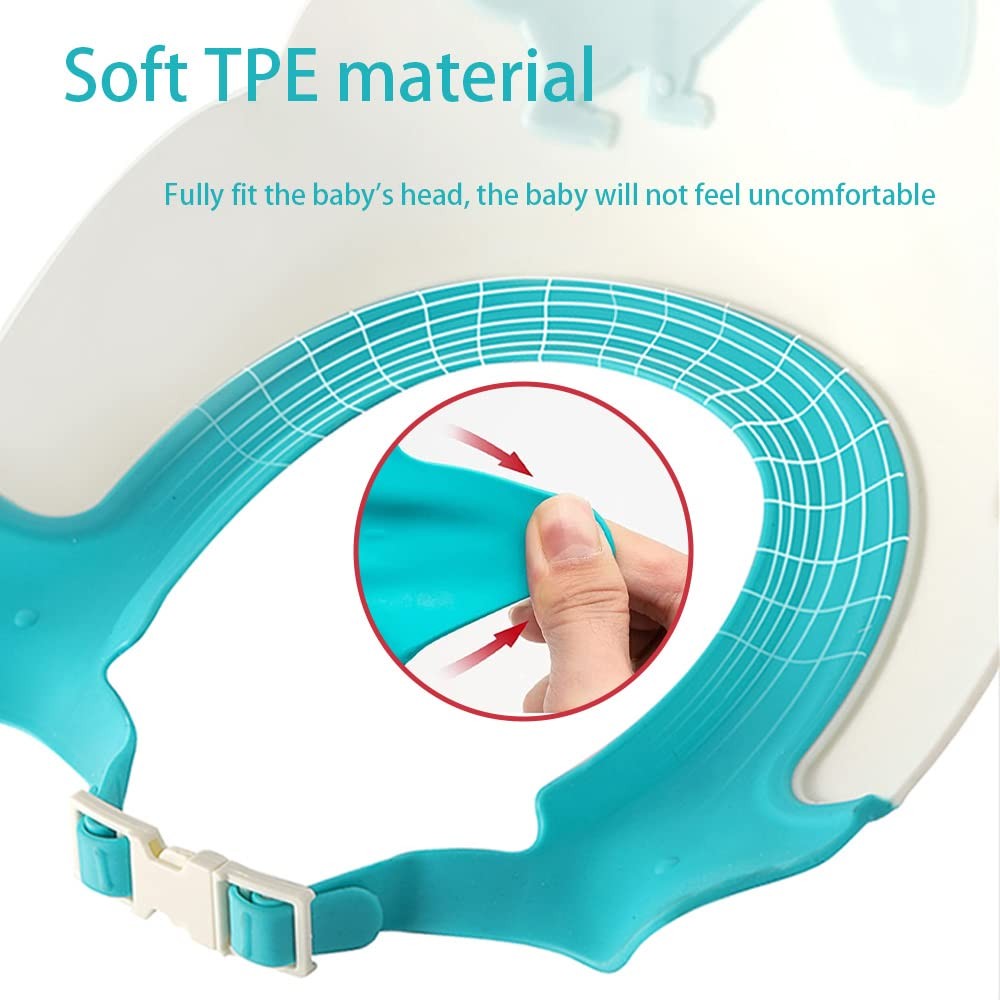 Viziera de Protectie Baie Pentru Copii, Fippy, Model Hipopotam, Dimensiune ajustabila, Durabil, Usor de curatat, Impotriva Samponului, pentru Ochi si Urechi, TPE+PP, 22x21 cm, Albastru