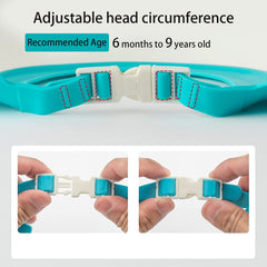 Viziera de Protectie Baie Pentru Copii, Fippy, Model Hipopotam, Dimensiune ajustabila, Durabil, Usor de curatat, Impotriva Samponului, pentru Ochi si Urechi, TPE+PP, 22x21 cm, Albastru