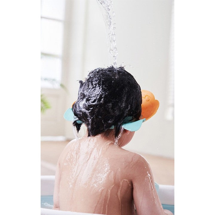 Viziera de Protectie Baie Pentru Copii, Fippy, Model Coronita Leu, Dimensiune ajustabila, Durabil, Usor de curatat, Impotriva Samponului, pentru Ochi si Urechi, TPE+PP, 21x20.5 cm, Portocaliu