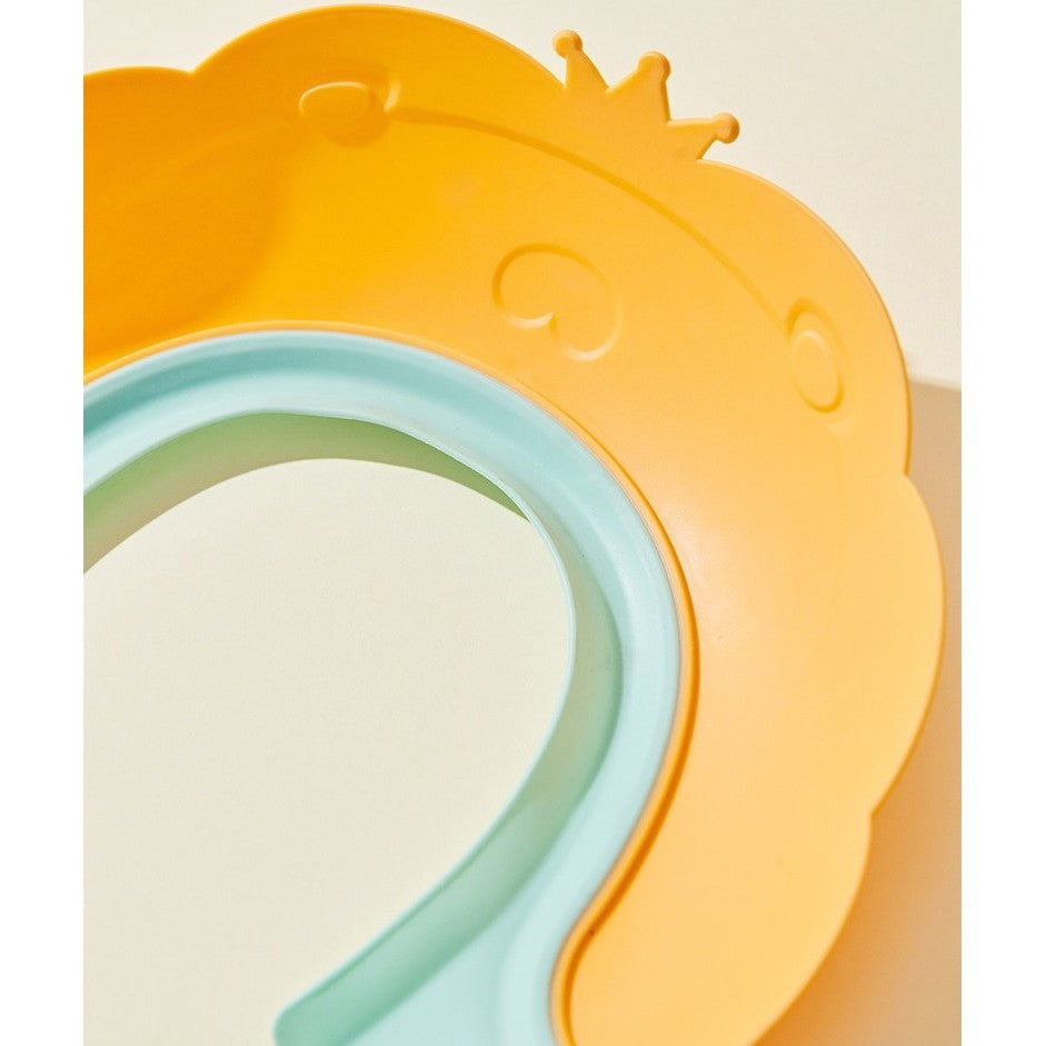 Viziera de Protectie Baie Pentru Copii, Fippy, Model Coronita Leu, Dimensiune ajustabila, Durabil, Usor de curatat, Impotriva Samponului, pentru Ochi si Urechi, TPE+PP, 21x20.5 cm, Portocaliu