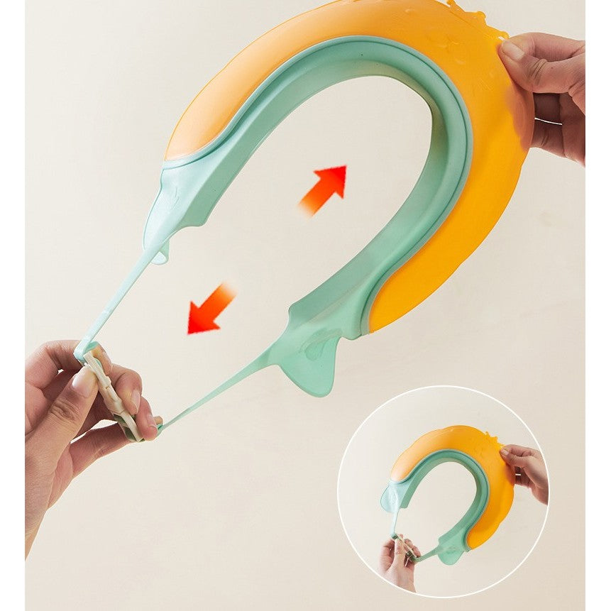 Viziera de Protectie Baie Pentru Copii, Fippy, Model Coronita Leu, Dimensiune ajustabila, Durabil, Usor de curatat, Impotriva Samponului, pentru Ochi si Urechi, TPE+PP, 21x20.5 cm, Portocaliu