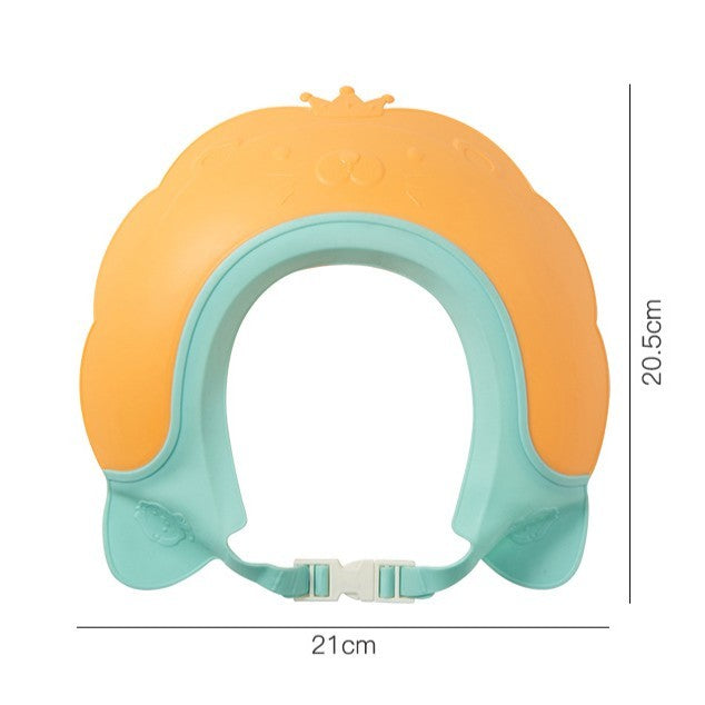 Viziera de Protectie Baie Pentru Copii, Fippy, Model Coronita Leu, Dimensiune ajustabila, Durabil, Usor de curatat, Impotriva Samponului, pentru Ochi si Urechi, TPE+PP, 21x20.5 cm, Portocaliu