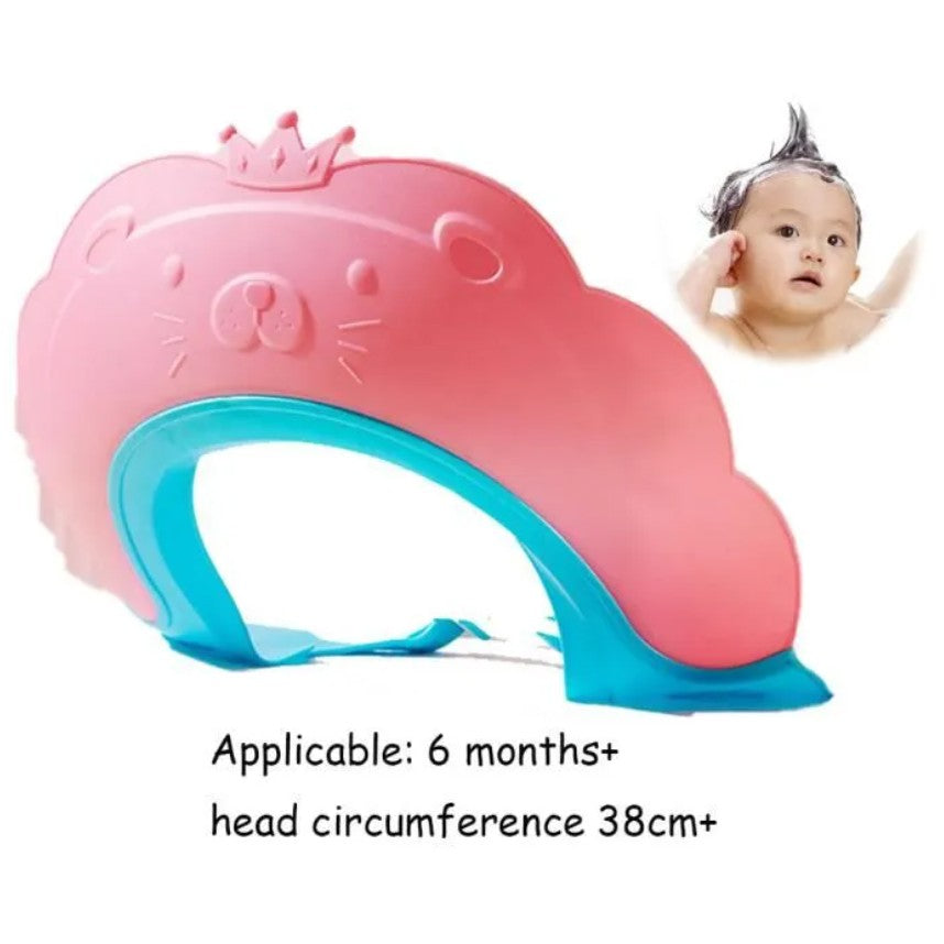 Viziera de Protectie Baie Pentru Copii, Fippy, Model Coronita Leu, Dimensiune ajustabila, Durabil, Usor de curatat, Impotriva Samponului, pentru Ochi si Urechi, TPE+PP, 21x20.5 cm, Roz