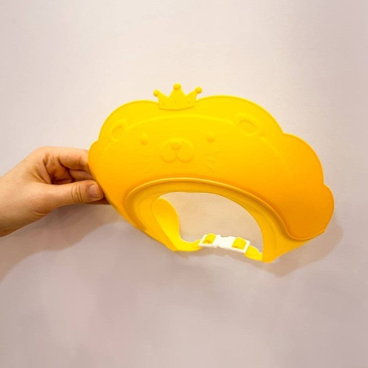 Viziera de Protectie Baie Pentru Copii, Fippy, Model Coronita Leu, Dimensiune ajustabila, Durabil, Usor de curatat, Impotriva Samponului, pentru Ochi si Urechi, TPE+PP, 21x20.5 cm, Galben