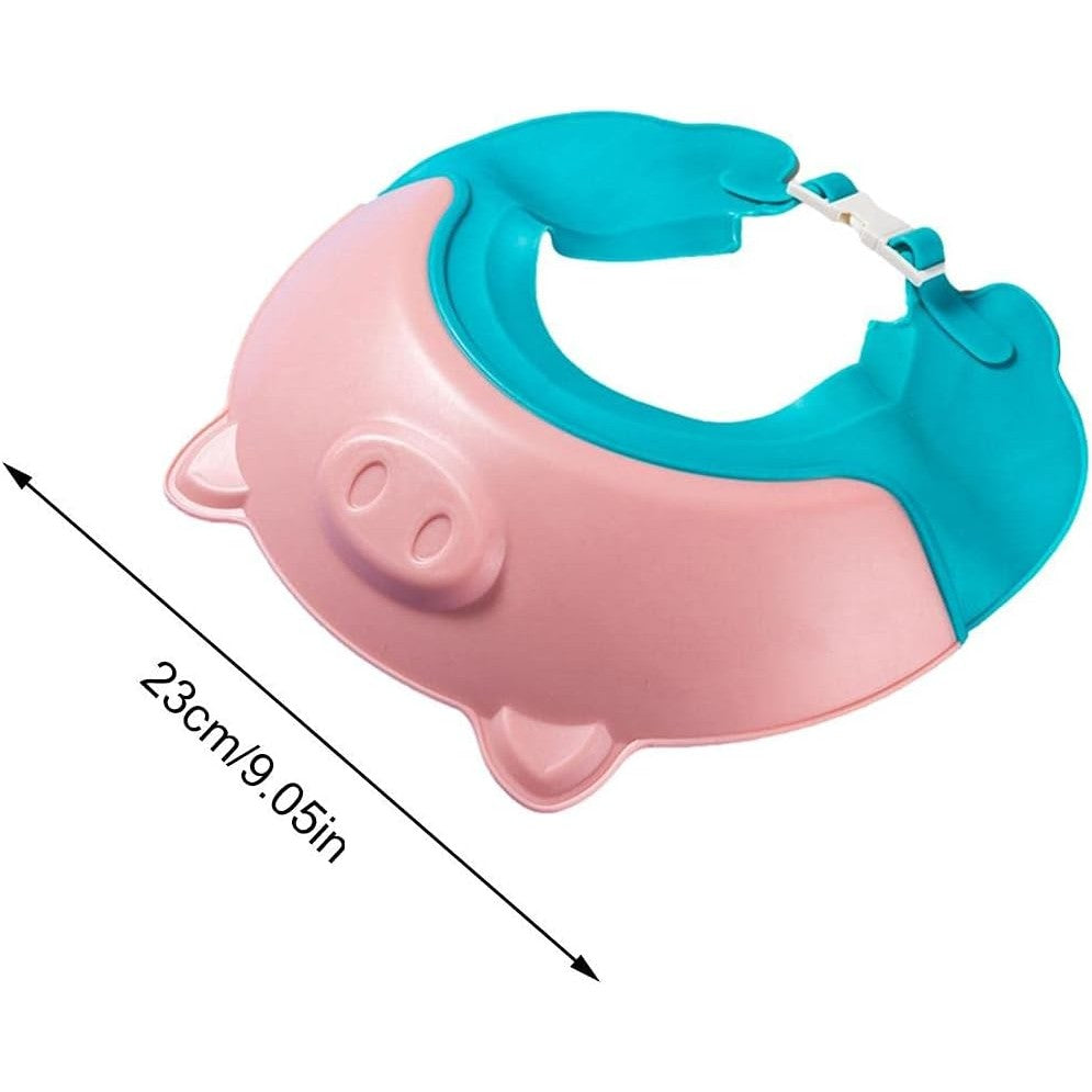 Viziera de Protectie Baie Pentru Copii, Fippy, Model Purcelus, Dimensiune ajustabila, Durabil, Usor de curatat, Impotriva Samponului, pentru Ochi si Urechi, TPE+PP, 23x23 cm, Roz