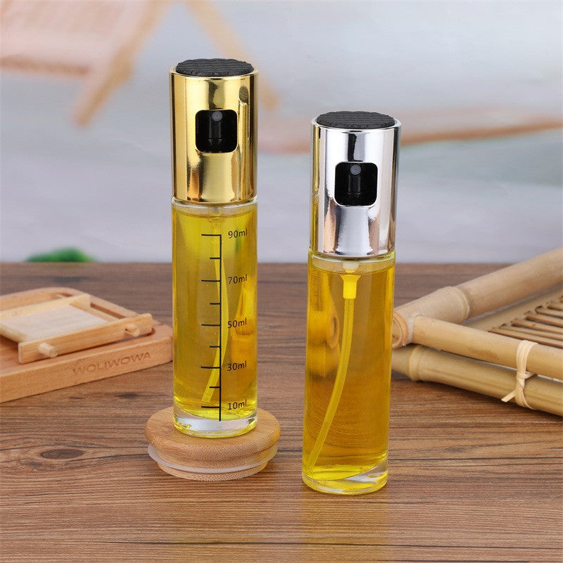 Pulverizator Ulei, Otet, Kadeny, din Sticla, 100 ml, Reincarcabil, 18.3 x 4.3 cm, Masura 90 ml, Capac Lucios, Auriu