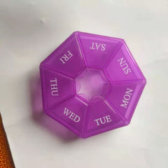Cutie separator medicamente cu zilele saptamanii, Kaveny, Plastic, 7 compartimente, Mov