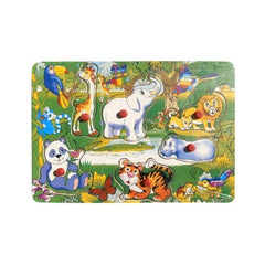 Puzzle lemn educativ - Invata animale salbatice, 6 piese, 3+ ani, Colorarte, XX005/ZRP 202
