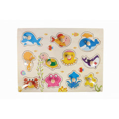 Puzzle lemn educativ - Invata animale marine, 11 piese, 3+ ani, Colorarte, A-3012