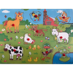 Puzzle lemn educativ - Invata animale domestice, 9 piese, 3+ ani, Colorarte, A-3017
