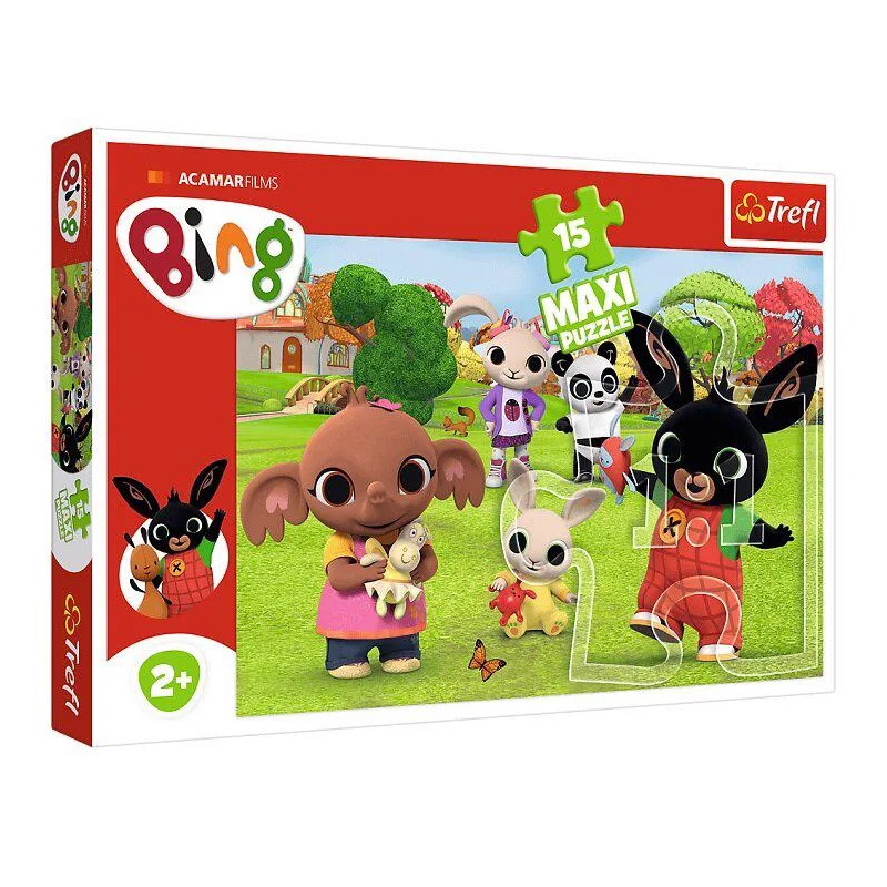 Puzzle carton 15 piese Trefl Maxi - Bing - animalute, 14335, 2+ ani