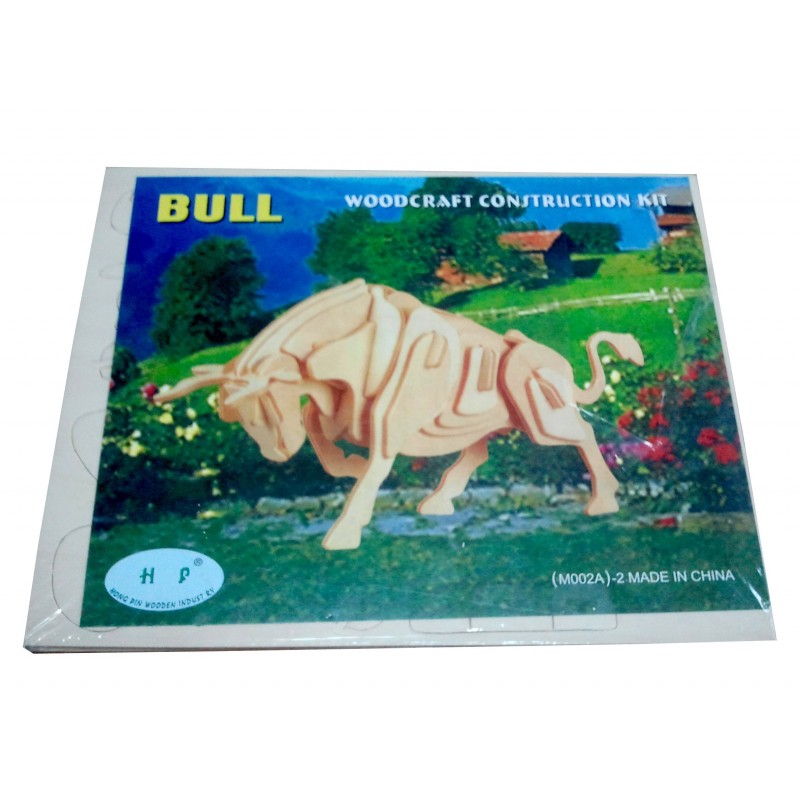 Puzzle lemn 3D - Taur, 2 foi, Colorarte, M002A-2