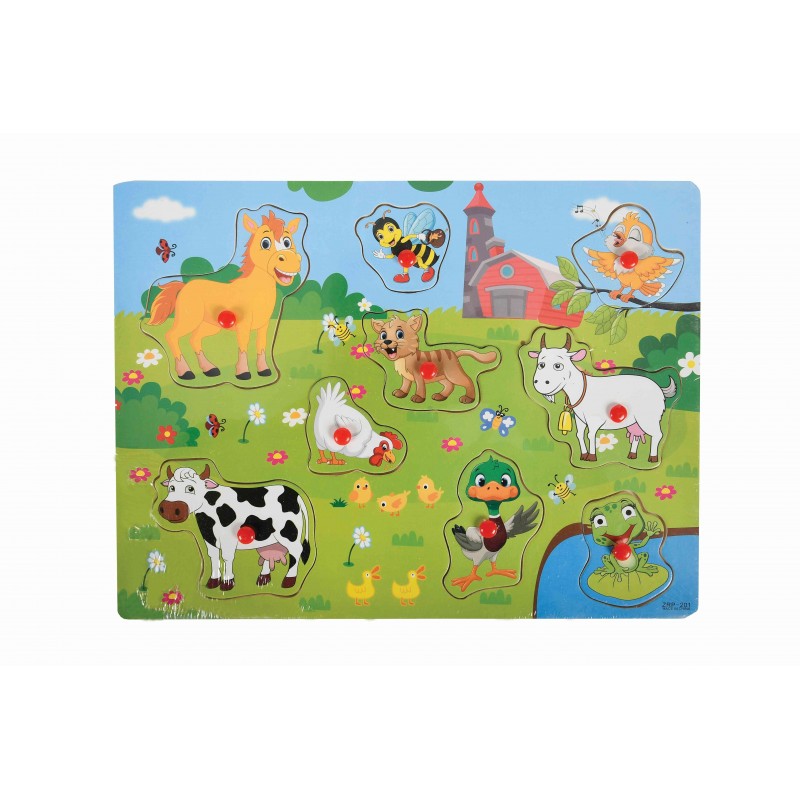 Puzzle lemn educativ - Animale de la ferma, 9 piese, 3+ ani, Colorarte, XX008/DX542/ ZRP 201