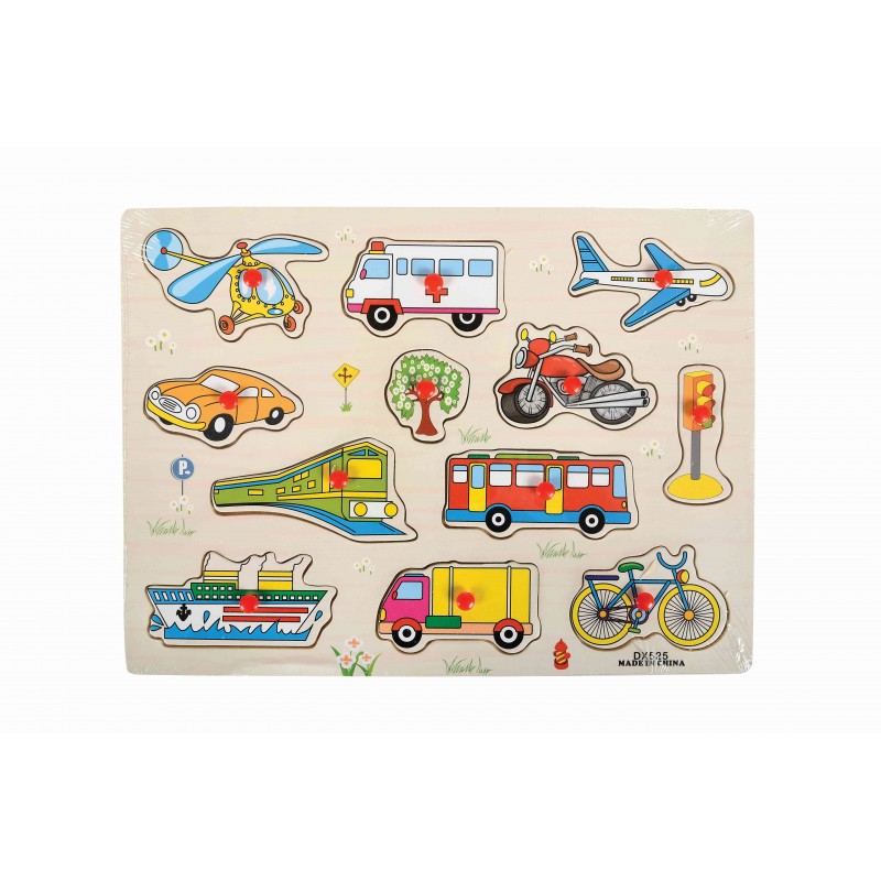 Puzzle lemn educativ - Vehicule diverse, 12 piese, 3+ ani, Colorarte, XX007
