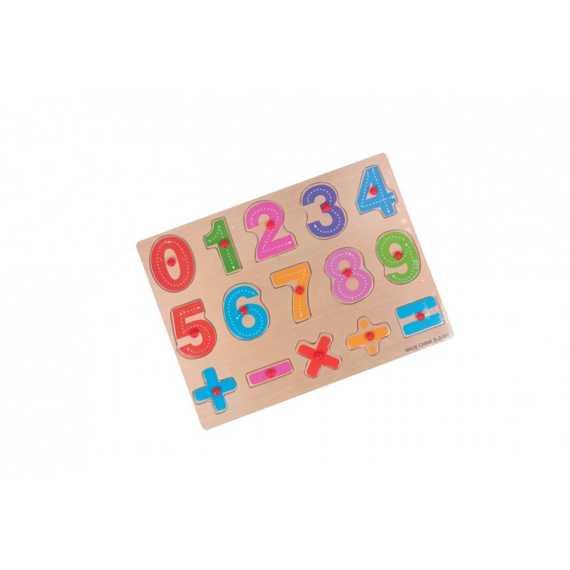 Puzzle lemn educativ - Invata Cifre 0-9 si semne matematice, 15 piese, 3+ ani, Colorarte, 2KB037/MWZ-721, DX570