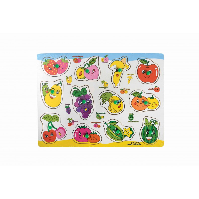 Puzzle lemn educativ - Invata fructele, 12 piese, 3+ ani, Colorarte, A-3011