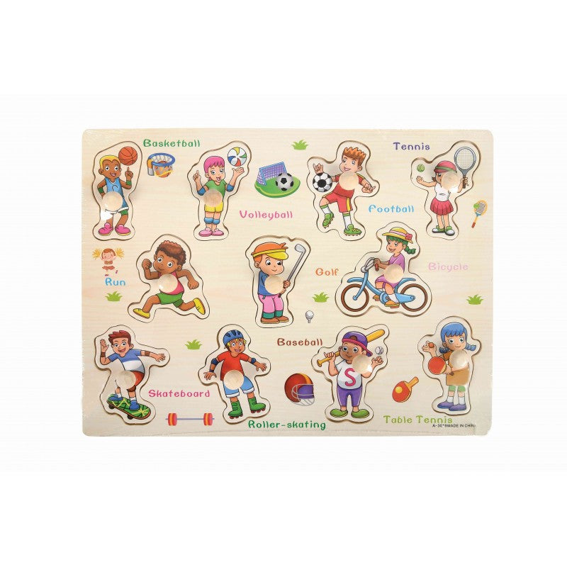 Puzzle lemn educativ - Activitati sportive, 11 piese, 3+ ani, Colorarte, A-3019