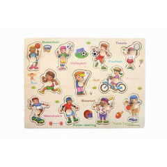 Puzzle lemn educativ - Activitati sportive, 11 piese, 3+ ani, Colorarte, A-3019