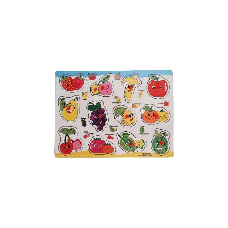 Puzzle lemn educativ - Invata fructele, 12 piese, 3+ ani, Colorarte, DX543