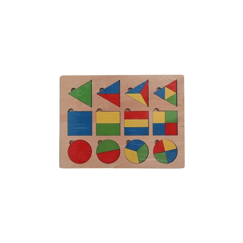 Puzzle lemn educativ - Figuri geometrice colorate, 30 piese, 3+ ani, Colorarte