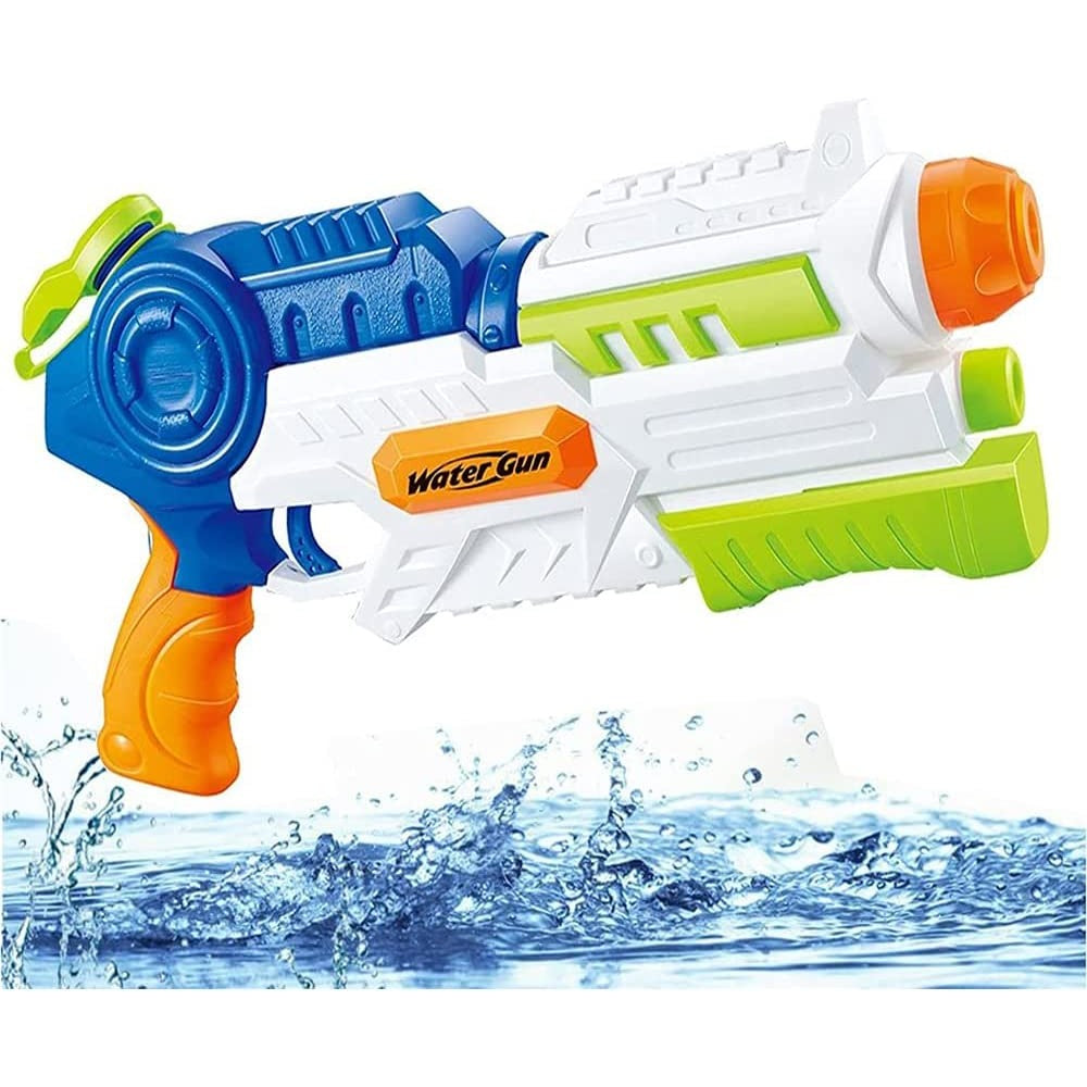 Pistol cu Apa pentru Copii, Rezervor, Pentru Piscina/Plaja, Kaveny, 6ani+, Albastru/Multicolor, 1000ML