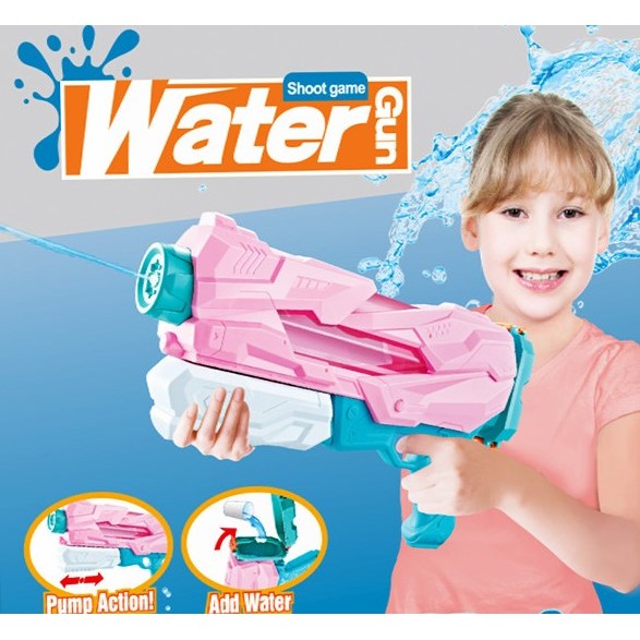 Pistol cu Apa pentru Copii, Rezervor, Pentru Piscina/Plaja, Kaveny, 6ani+,  5 duze, Quick Fill, Roz, 800ML
