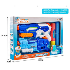 Set 2x Pistol cu Apa pentru Copii, Rezervor, Pentru Piscina/Plaja, Kaveny, 6ani+, Albastru, 1200 ML + 900 ML