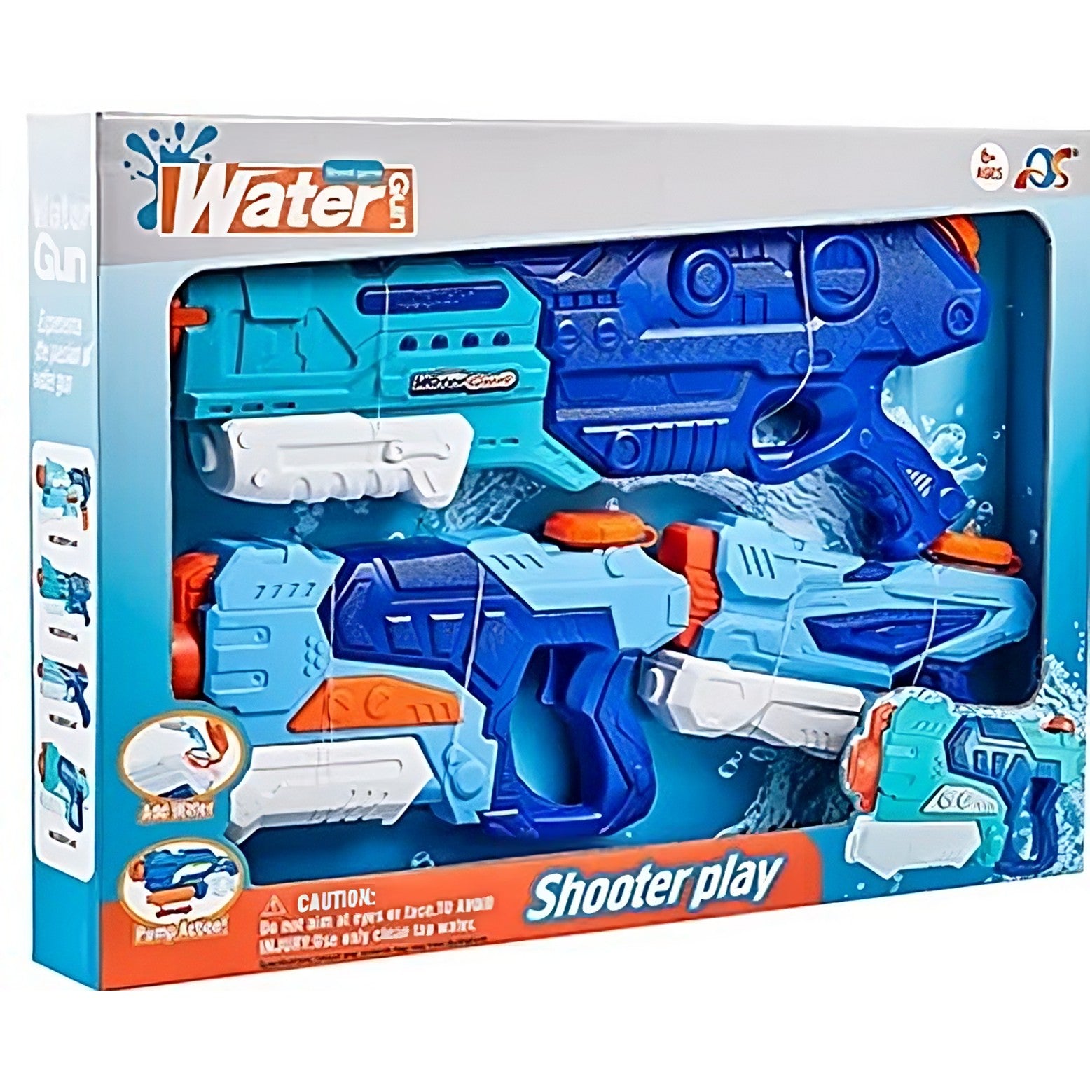 Set 3x Pistol cu Apa pentru Copii, Kaveny, 6ani+, Albastru, 1x 1500 ML +  1x 500 ML +  1x 300 ML