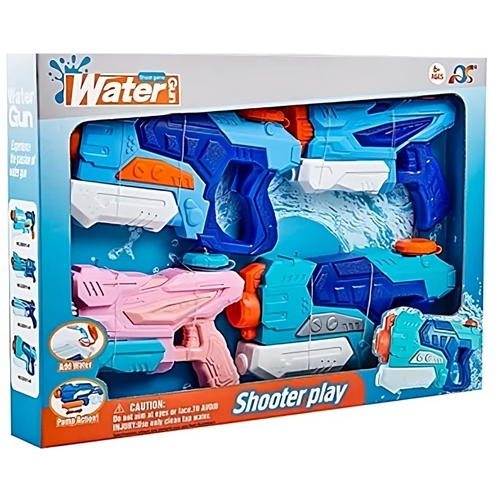 Set 4x Pistol cu Apa pentru Copii, Kaveny, 6ani+, Multicolor, 2x 550 ML +  2x 300 ML