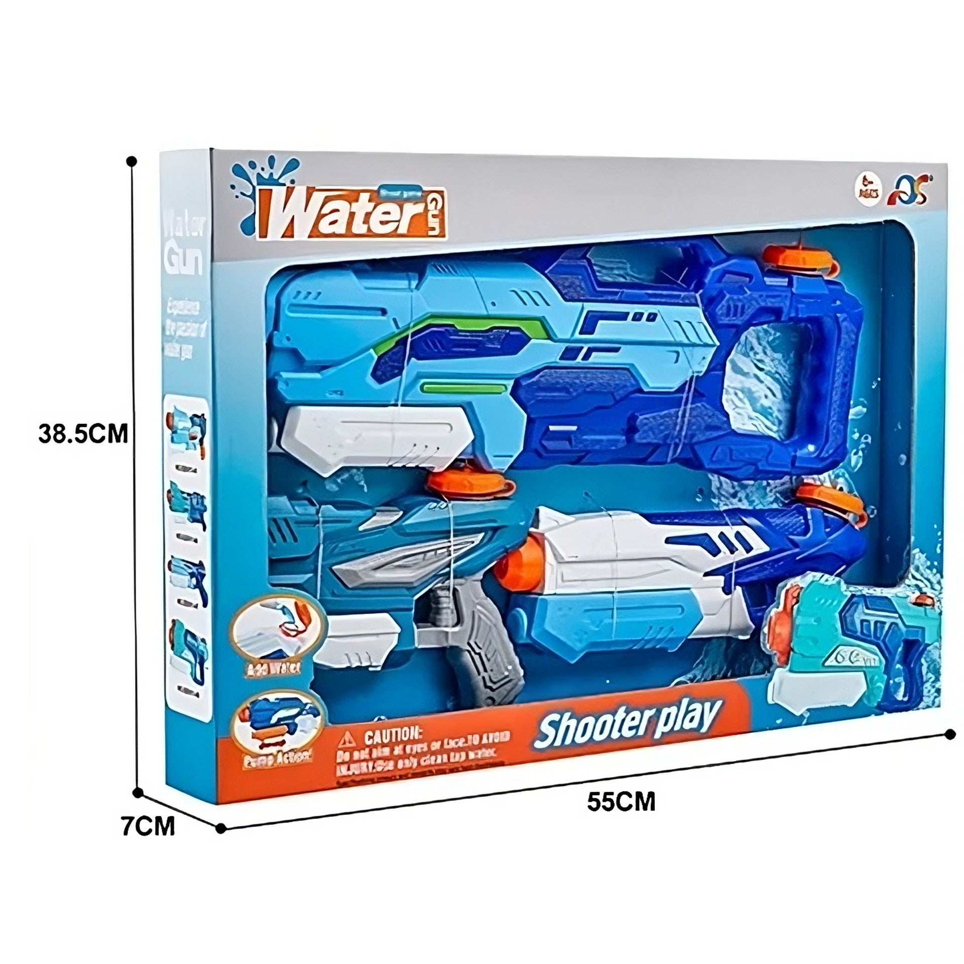 Set 3x Pistol cu Apa pentru Copii, Kaveny, 6ani+, Albastru, 1x 1000 ML +  2x 300 ML