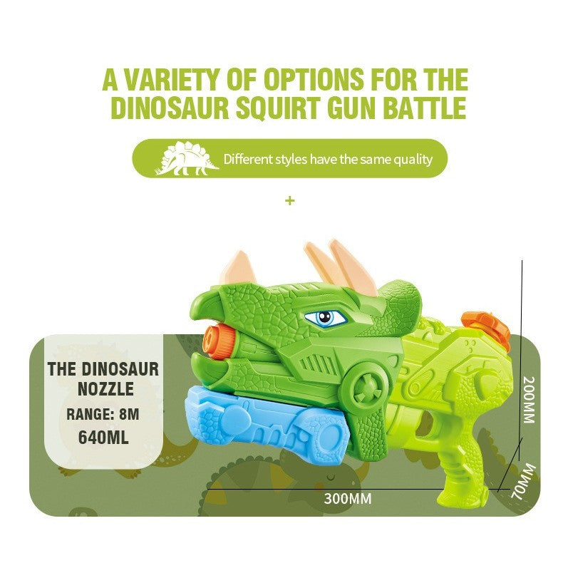 Pistol cu Apa pentru Copii, Rezervor, Pentru Piscina/Plaja, Kaveny, 6ani+, Triceratops, 3 duze, Verde, 640ML