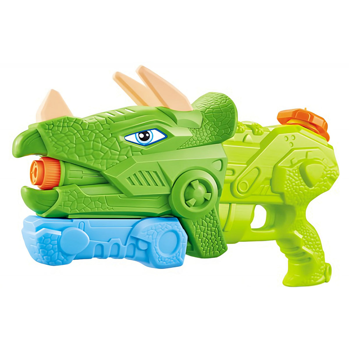 Pistol cu Apa pentru Copii, Rezervor, Pentru Piscina/Plaja, Kaveny, 6ani+, Triceratops, 3 duze, Verde, 640ML