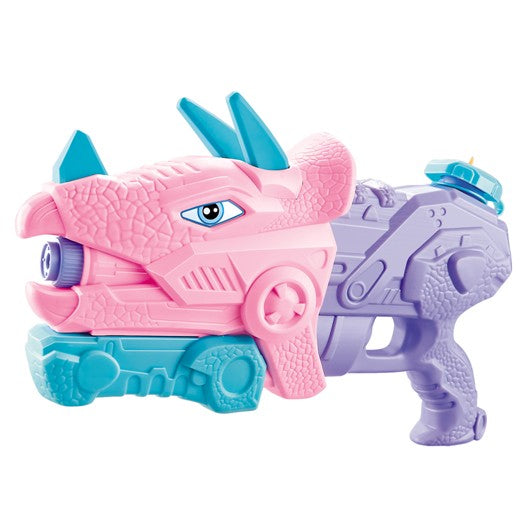Pistol cu Apa pentru Copii, Rezervor, Pentru Piscina/Plaja, Kaveny, 6ani+, Triceratops, 3 duze, Roz, 640ML