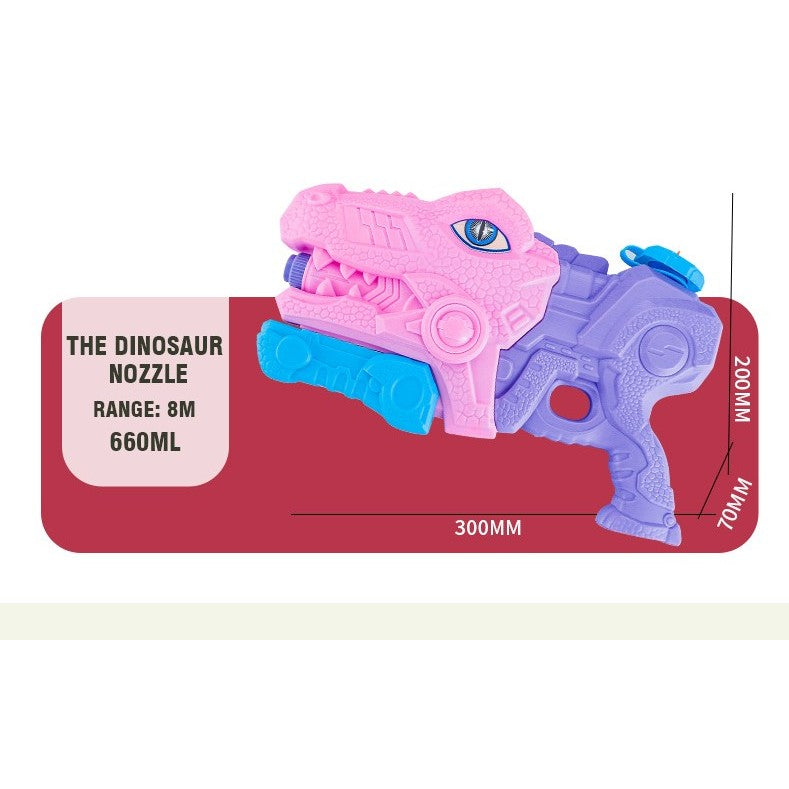 Pistol cu Apa pentru Copii, Rezervor, Pentru Piscina/Plaja, Kaveny, 6ani+, Tiranozaur, 3 duze, Roz, 660ML