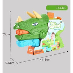 Pistol cu Apa pentru Copii, Rezervor, Pentru Piscina/Plaja, Kaveny, 6ani+, Triceratops, 3 duze, Verde, 1330ML